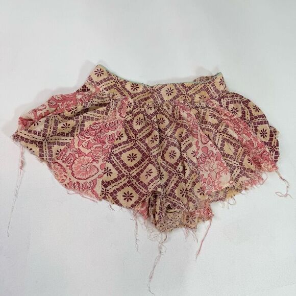 Free People Mini Shorts Women Small Patchwork Frayed Boho Festival Hippie - Picture 1 of 10